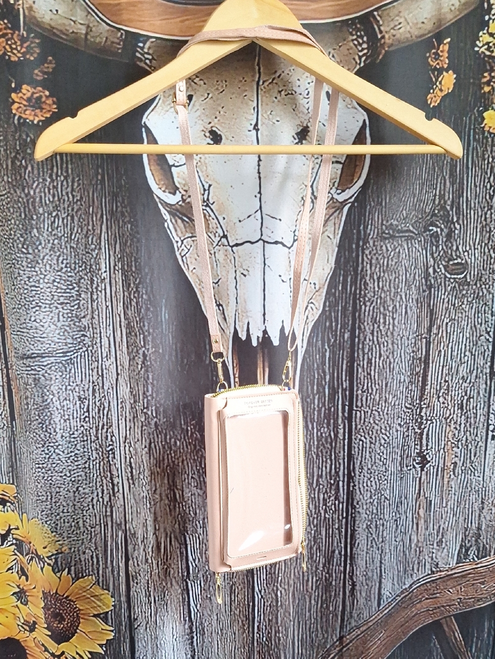 Women's Clear Front Crossbody Phone Bag in Light Pink
